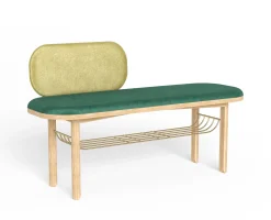 Harto Bank Eustache Textil Holz/ L 102 Cm - Velours - Eiche - Mandelgrun - Messing - Waldgrun Flash Sale