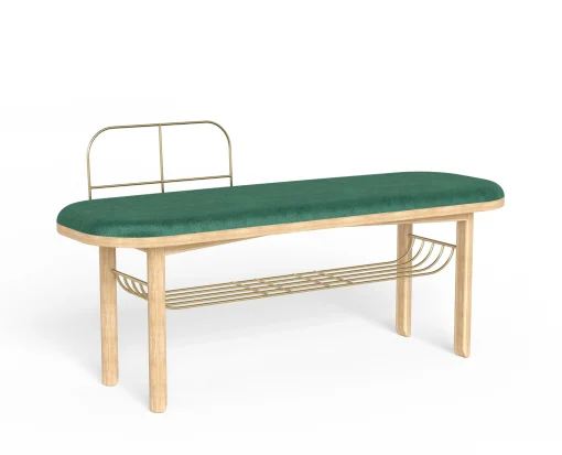 Harto Bank Eustache Textil Holz/ L 102 Cm - Velours - Eiche - Mandelgrun - Messing - Waldgrun Flash Sale