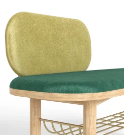 Harto Bank Eustache Textil Holz/ L 102 Cm - Velours - Eiche - Mandelgrun - Messing - Waldgrun Flash Sale