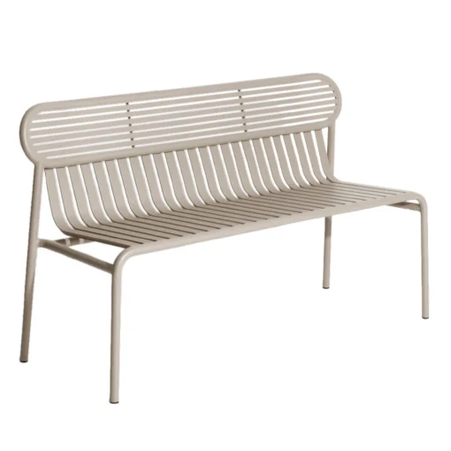 Petite Friture Bank Mit Ruckenlehne Week-End Metall Beige / Aluminium - L 121 Cm - Dune Store