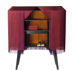 Ibride Bar Alpaga Textil Rot / Sideboard - L 140 Cm - Limitierte Und Nummerierte Auflage - Rot - Schwarz Shop