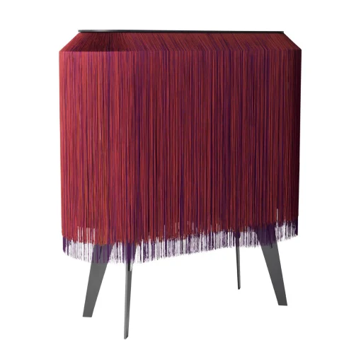 Ibride Bar Alpaga Textil Rot / Sideboard - L 140 Cm - Limitierte Und Nummerierte Auflage - Rot - Schwarz Shop