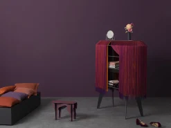 Ibride Bar Alpaga Textil Rot / Sideboard - L 140 Cm - Limitierte Und Nummerierte Auflage - Rot - Schwarz Shop