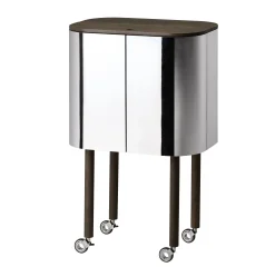 Northern Bar Loud Spiegel Holz Natur / Auf Rollen - H 110 Cm - Geraucherte Eiche - Spiegelfarben Best