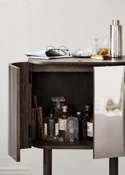 Northern Bar Loud Spiegel Holz Natur / Auf Rollen - H 110 Cm - Geraucherte Eiche - Spiegelfarben Best