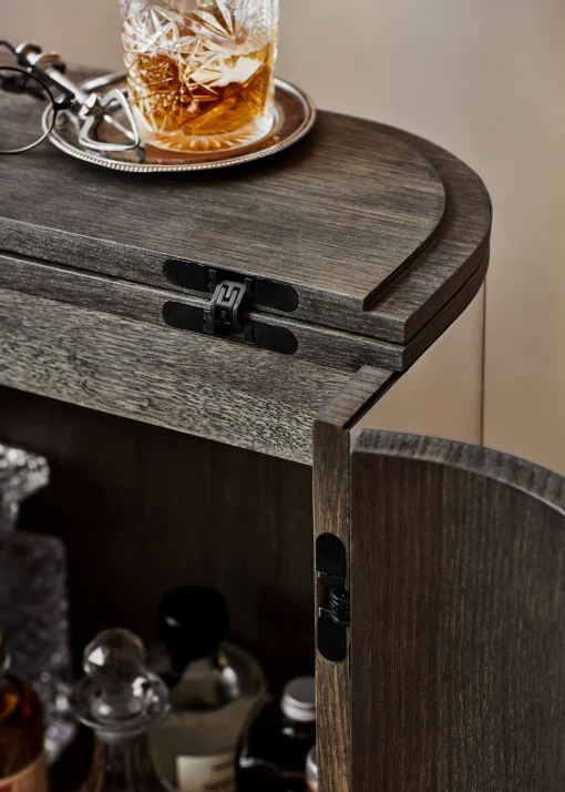 Northern Bar Loud Spiegel Holz Natur / Auf Rollen - H 110 Cm - Geraucherte Eiche - Spiegelfarben Best