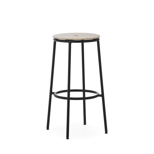 Normann Copenhagen Barhocker Circa Holz Natur / H 75 Cm - Eiche - Oak/ Pietement Noir Best
