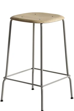 Hay Barhocker Soft Edge 80 Metall Grau Holz Natur / H 65 Cm - Holz & Metall - Eiche Natur - Grau Shop