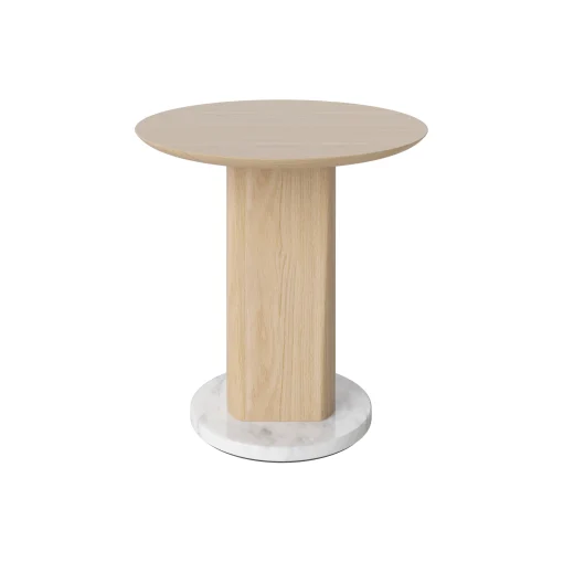 Bolia Beistelltisch Root Stein Holz Natur / O 42 X H 44 Cm - Marmor & Eiche - Chene Pigmente Blanc - Grauweis Best