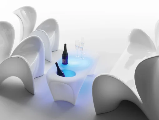 MyYour Beleuchteter Coutchtisch Lily Plastikmaterial/ Mit Rgb-Led - Mit Integriertem Flaschenkuhler - Weis Cheap