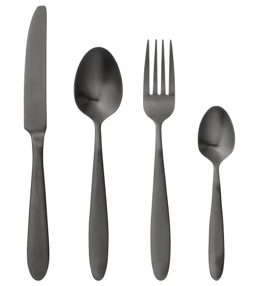Bloomingville Besteck Set  Metall Schwarz / 4-Teilig - Stahl - Schwarz Verchromt Fashion