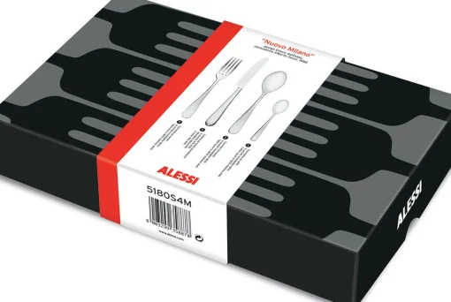Alessi Besteck Set Nuovo Milano Metall / 1 Personne : 4-Teilig - Stahl Poliert Outlet