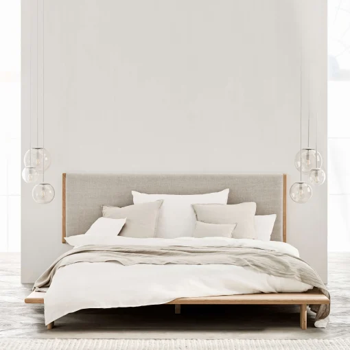Bolia Bettkopf Haven Textil Grau Holz Natur / L 186 X H 66 Cm - Stoff & Eiche - Dunkelgrau - Eiche Natur Cheap