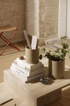 Ferm Living Blumentopf Sekki Large Keramik Beige / O 15,7 X H 17,7 Cm - Steinzeug - Sand Outlet