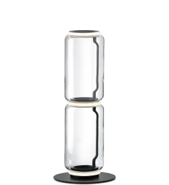 Flos Bodenleuchte Noctambule Cylindre N°2 Glas Transparent / Led - O 25 X H 95 Cm - Schwarz - Transparent Hot