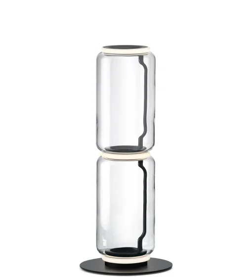 Flos Bodenleuchte Noctambule Cylindre N°2 Glas Transparent / Led - O 25 X H 95 Cm - Schwarz - Transparent Hot