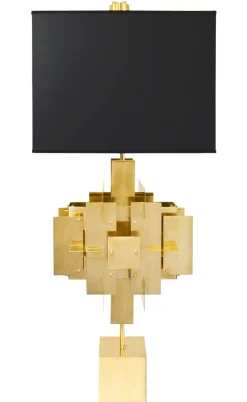 Jonathan Adler Bodenleuchte Puzzle Metall Textil Schwarz Gold / H 94 Cm - Messing - Schwarz Online