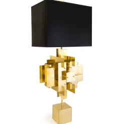 Jonathan Adler Bodenleuchte Puzzle Metall Textil Schwarz Gold / H 94 Cm - Messing - Schwarz Online