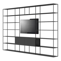 Zeus Bucherregal Easy Irony Tv Metall Schwarz /Compo F - L 292 X H 226 Cm - Noir Cuivre Sable Sale
