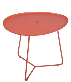 Fermob Couchtisch Cocotte Metall Rot Orange / L 55 Cm X H 43,5 Cm - Abnehmbare Tischplatte - Orangerot New