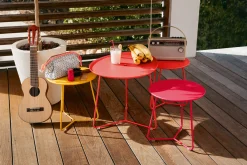 Fermob Couchtisch Cocotte Metall Rot Orange / L 55 Cm X H 43,5 Cm - Abnehmbare Tischplatte - Orangerot New