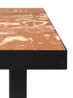 Ferm Living Couchtisch Flod Tiles Keramik Rot Orange / 81 X 60 Cm - Handgefertigte Tonfliesen - Schwarz - Terracotta Cheap