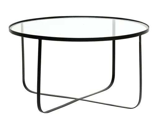Bloomingville Couchtisch Harper Metall Glas Schwarz Transparent / O 80 Cm - Glas & Metall - Schwarz - Transparent Online