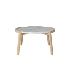 Bolia Couchtisch Mix Stein Weis Holz Natur / O 65 X H 35 Cm - Eiche & Marmor - Eiche Gebleicht - Grauweis Sale