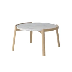 Bolia Couchtisch Mix Stein Weis Holz Natur / O 65 X H 35 Cm - Eiche & Marmor - Eiche Gebleicht - Grauweis Sale