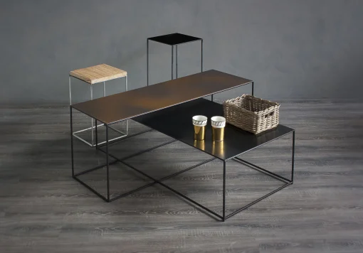 Zeus Couchtisch Slim Irony Metall Schwarz / 41 X 41 X H 46 Cm - Kupfer-Schwarz Store