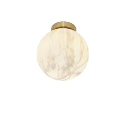 It's about Romi Deckenleuchte Carrara Small Glas Weis Gold / O 22 Cm - Glas In Marmoroptik - Gold - Weis Sale