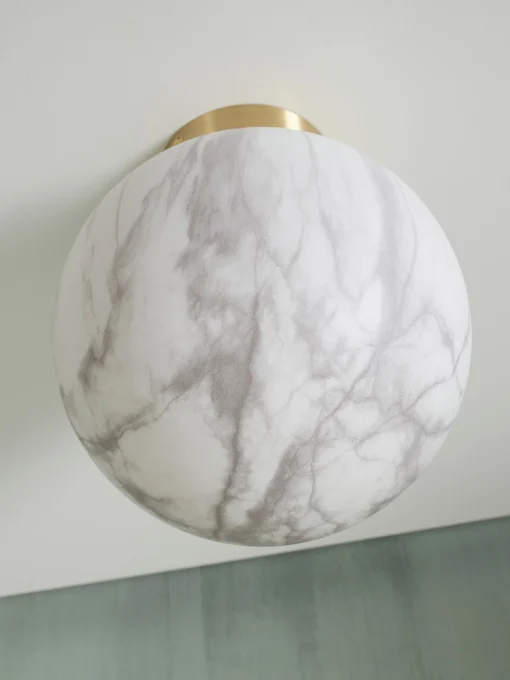 It's about Romi Deckenleuchte Carrara Small Glas Weis Gold / O 22 Cm - Glas In Marmoroptik - Gold - Weis Sale