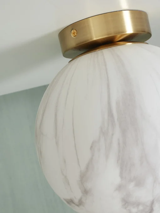 It's about Romi Deckenleuchte Carrara Small Glas Weis Gold / O 22 Cm - Glas In Marmoroptik - Gold - Weis Sale