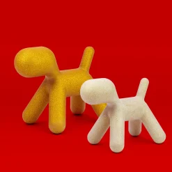 Magis Dekoration Puppy Medium Plastikmaterial Weis /  L 56 Cm - Mit Pailletten: Limitierte Auflage Weihnachten 2021 - Gold - Weis Store