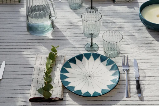 Maison Sarah Lavoine Dessertteller Daria Keramik Blau / O 22 Cm - Handbemalte Keramik - Blue Sarah Fashion