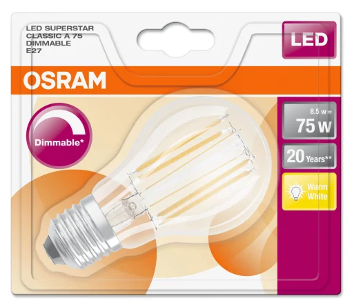 Osram Dimmbare E27 Led-Lampe  Glas / Standard Hell (2700K, Warmweis) - Transparent Sale