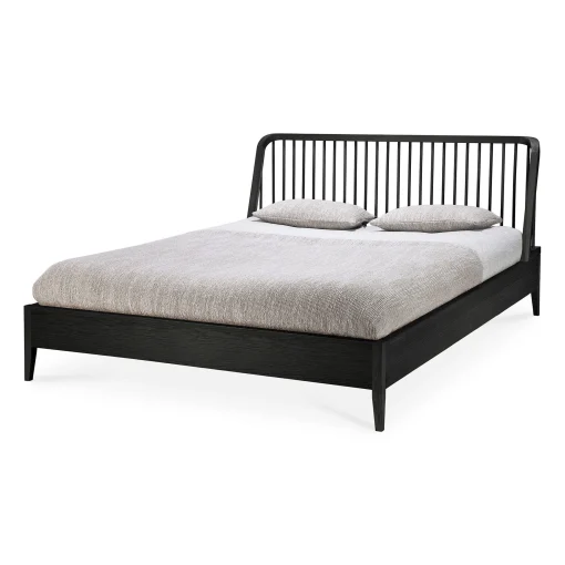 Ethnicraft Doppelbett Spindle Holz / Fur Matratzen Der Grose 180 X 200 Cm - Eiche Massiv - Schwarz Best