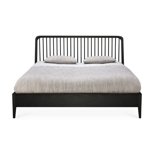 Ethnicraft Doppelbett Spindle Holz / Fur Matratzen Der Grose 180 X 200 Cm - Eiche Massiv - Schwarz Best