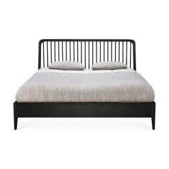 Ethnicraft Doppelbett Spindle Holz / Fur Matratzen Der Grose 160 X 200 Cm - Eiche Massiv - Schwarz Shop