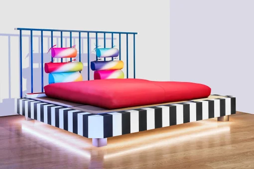Memphis Milano Doppelbett Utamaro - Night Tales Metall Holz / By Masanori Umeda, 2020 - Limitierte Ausgabe - Bunt Online