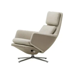 Vitra Drehsessel Grand Relax Leder Textil Grau Beige / Dreh- & Lehnbar - Leder & Stoff - Aluminium Poliert - Graubeige - Sand Online