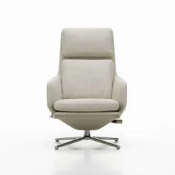 Vitra Drehsessel Grand Relax Leder Textil Grau Beige / Dreh- & Lehnbar - Leder & Stoff - Aluminium Poliert - Graubeige - Sand Online