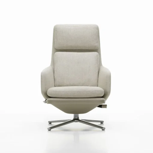 Vitra Drehsessel Grand Relax Leder Textil Grau Beige / Dreh- & Lehnbar - Leder & Stoff - Aluminium Poliert - Graubeige - Sand Online