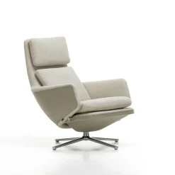 Vitra Drehsessel Grand Relax Leder Textil Grau Beige / Dreh- & Lehnbar - Leder & Stoff - Aluminium Poliert - Graubeige - Sand Online