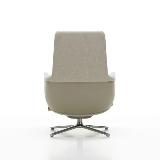 Vitra Drehsessel Grand Relax Leder Textil Grau Beige / Dreh- & Lehnbar - Leder & Stoff - Aluminium Poliert - Graubeige - Sand Online