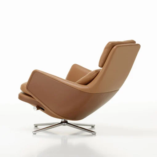 Vitra Drehsessel Grand Relax Leder Braun / Dreh- & & Lehnbar - Leder - Aluminium Poliert - Cognac - Cognac Dunkel Shop