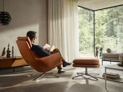 Vitra Drehsessel Grand Relax Leder Braun / Dreh- & & Lehnbar - Leder - Aluminium Poliert - Cognac - Cognac Dunkel Shop