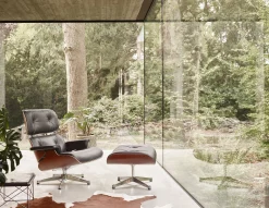 Vitra Drehsessel Lounge Chair Leder Schwarz Holz Natur / Eames, 1956 - Kirschbaum / Drehbar - Aluminium Poliert - Kirschholz - Schwarz Sale