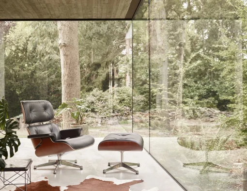Vitra Drehsessel Lounge Chair Leder Schwarz Holz Natur / Eames, 1956 - Kirschbaum / Drehbar - Aluminium Poliert - Kirschholz - Schwarz Sale