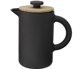 Stelton Druckkolben-Kaffeemaschine Theo Keramik Schwarz Holz Natur / 0,8 L - Steinzeug & Bambus - Bambus - Schwarz Mattiert Outlet